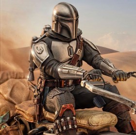 Mandalorian on Speederbike Star Wars The Mandalorian Deluxe Art 1/10 Scale Statue by Iron Studios